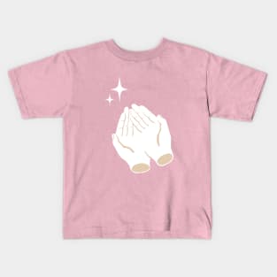 Caring hands pink aesthetic with two stars Kids T-Shirt